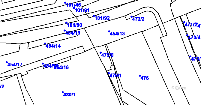 Parcela st. 479/8 v KÚ Zdounky, Katastrální mapa