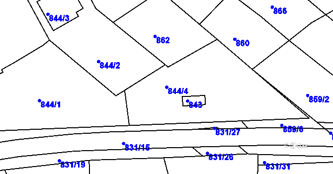 Parcela st. 844/4 v KÚ Zdounky, Katastrální mapa