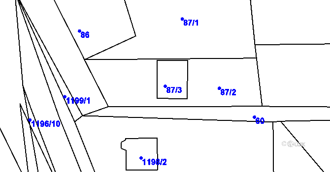 Parcela st. 87/3 v KÚ Zdounky, Katastrální mapa