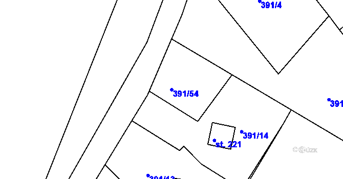 Parcela st. 391/54 v KÚ Zduchovice, Katastrální mapa