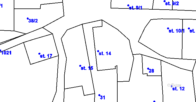 Parcela st. 14 v KÚ Zduchovice, Katastrální mapa