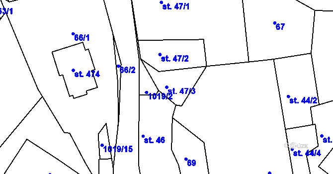 Parcela st. 47/3 v KÚ Zduchovice, Katastrální mapa