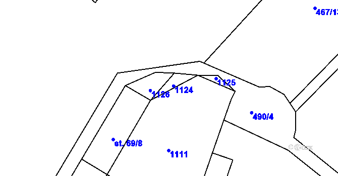 Parcela st. 69/2 v KÚ Zduchovice, Katastrální mapa