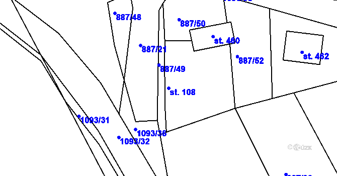 Parcela st. 108 v KÚ Zduchovice, Katastrální mapa