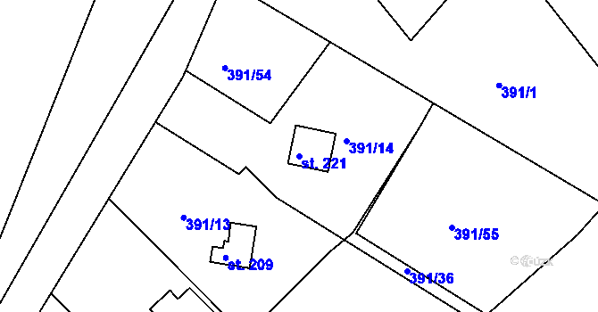 Parcela st. 221 v KÚ Zduchovice, Katastrální mapa