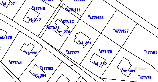 Parcela st. 331 v KÚ Zduchovice, Katastrální mapa