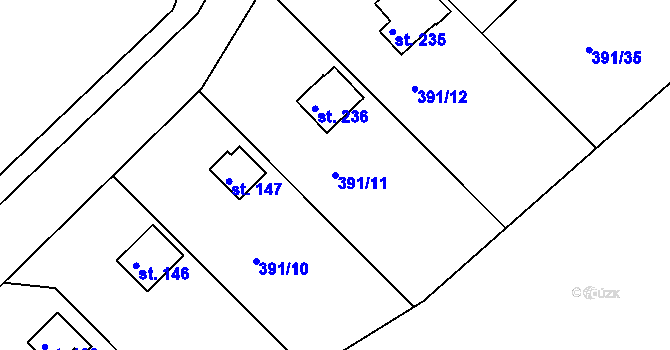 Parcela st. 391/11 v KÚ Zduchovice, Katastrální mapa