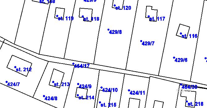 Parcela st. 464/9 v KÚ Zduchovice, Katastrální mapa