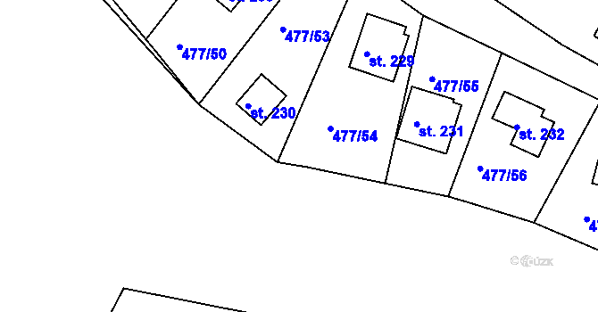 Parcela st. 477/52 v KÚ Zduchovice, Katastrální mapa