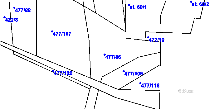 Parcela st. 477/86 v KÚ Zduchovice, Katastrální mapa