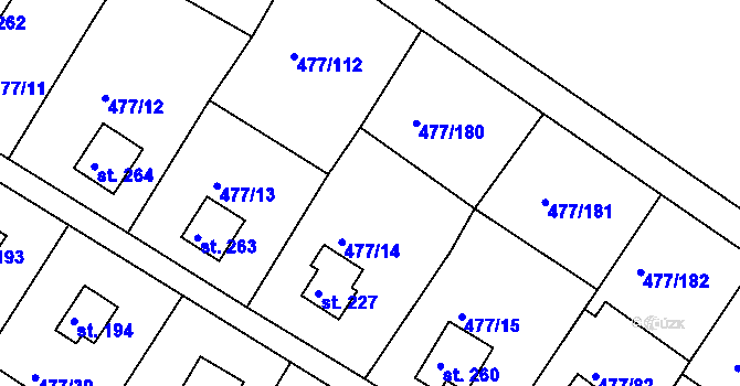 Parcela st. 477/114 v KÚ Zduchovice, Katastrální mapa