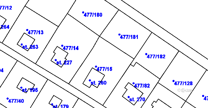 Parcela st. 477/126 v KÚ Zduchovice, Katastrální mapa