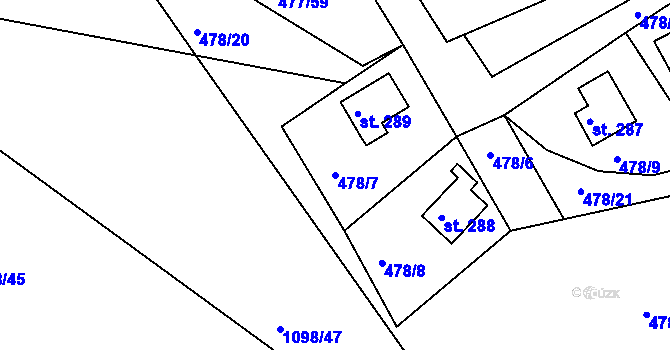Parcela st. 478/7 v KÚ Zduchovice, Katastrální mapa