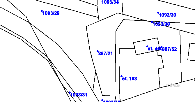 Parcela st. 887/21 v KÚ Zduchovice, Katastrální mapa