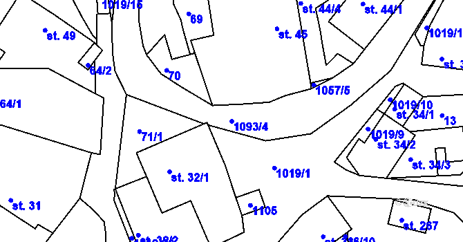 Parcela st. 1093/4 v KÚ Zduchovice, Katastrální mapa