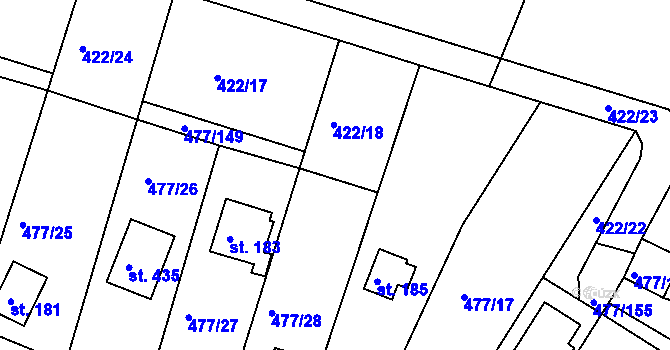 Parcela st. 477/150 v KÚ Zduchovice, Katastrální mapa