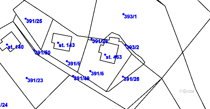 Parcela st. 463 v KÚ Zduchovice, Katastrální mapa