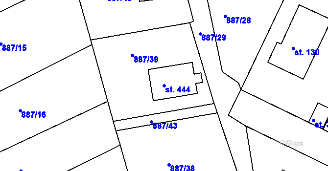 Parcela st. 444 v KÚ Zduchovice, Katastrální mapa