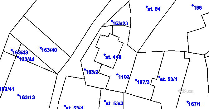 Parcela st. 448 v KÚ Zduchovice, Katastrální mapa