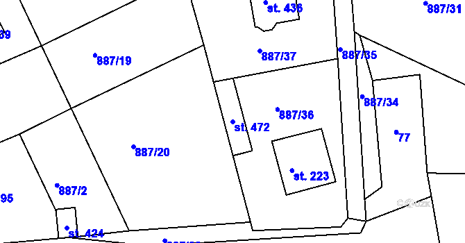 Parcela st. 472 v KÚ Zduchovice, Katastrální mapa