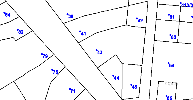Parcela st. 43 v KÚ Zelená Hora na Moravě, Katastrální mapa
