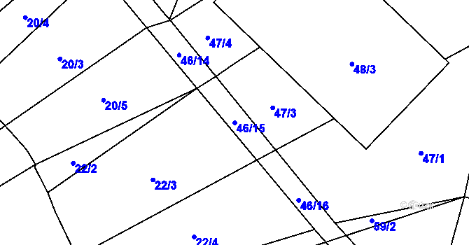 Parcela st. 46/15 v KÚ Zelená Hora na Moravě, Katastrální mapa
