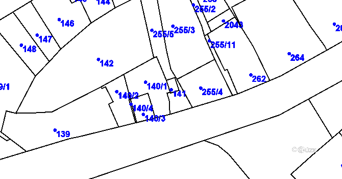 Parcela st. 141 v KÚ Zelená Hora na Moravě, Katastrální mapa