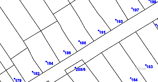 Parcela st. 188 v KÚ Zelená Hora na Moravě, Katastrální mapa