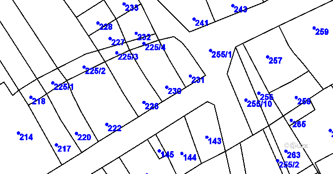Parcela st. 230 v KÚ Zelená Hora na Moravě, Katastrální mapa