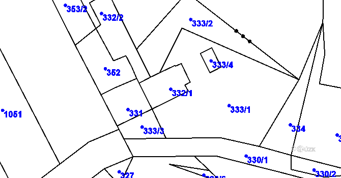 Parcela st. 332/1 v KÚ Zelená Hora na Moravě, Katastrální mapa