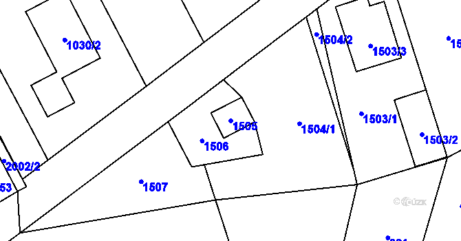 Parcela st. 1505 v KÚ Zelená Hora na Moravě, Katastrální mapa