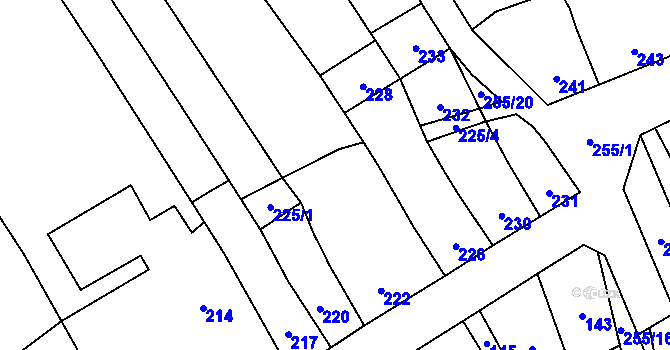 Parcela st. 225/2 v KÚ Zelená Hora na Moravě, Katastrální mapa