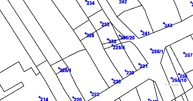 Parcela st. 225/3 v KÚ Zelená Hora na Moravě, Katastrální mapa