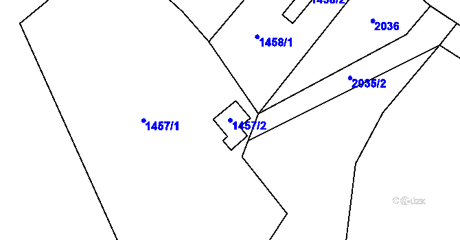 Parcela st. 1457/2 v KÚ Zelená Hora na Moravě, Katastrální mapa