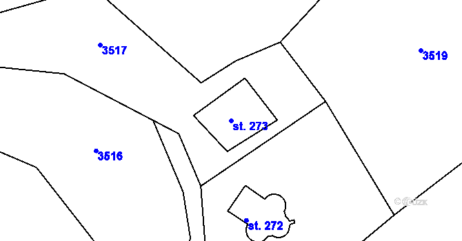 Parcela st. 273 v KÚ Hamry na Šumavě, Katastrální mapa