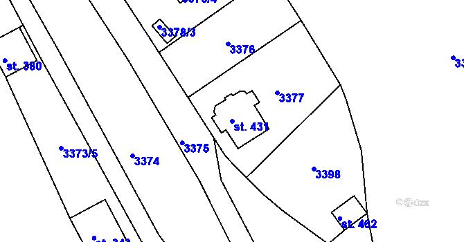 Parcela st. 431 v KÚ Hamry na Šumavě, Katastrální mapa
