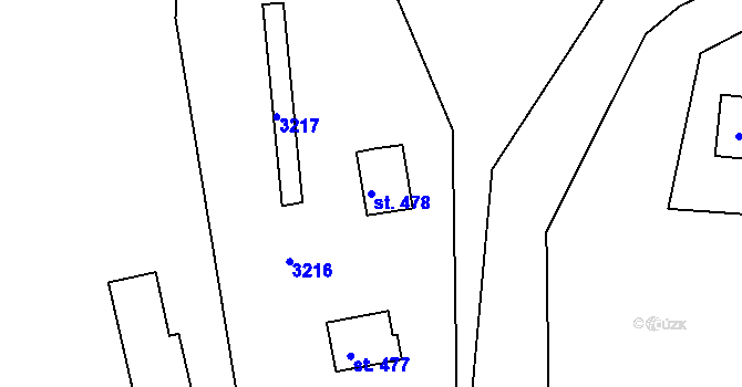 Parcela st. 478 v KÚ Hamry na Šumavě, Katastrální mapa