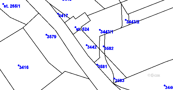 Parcela st. 3442 v KÚ Hamry na Šumavě, Katastrální mapa
