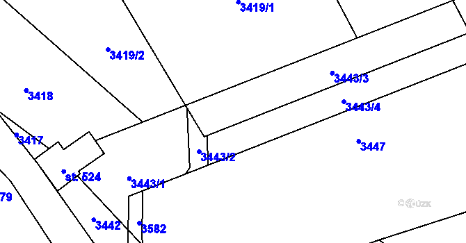 Parcela st. 3443 v KÚ Hamry na Šumavě, Katastrální mapa