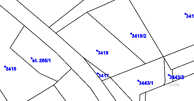 Parcela st. 3418 v KÚ Hamry na Šumavě, Katastrální mapa