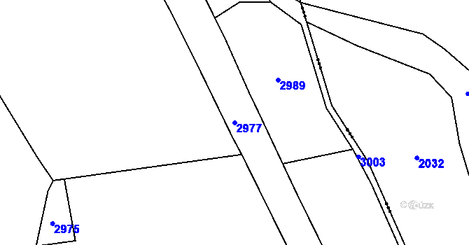 Parcela st. 2977 v KÚ Hamry na Šumavě, Katastrální mapa