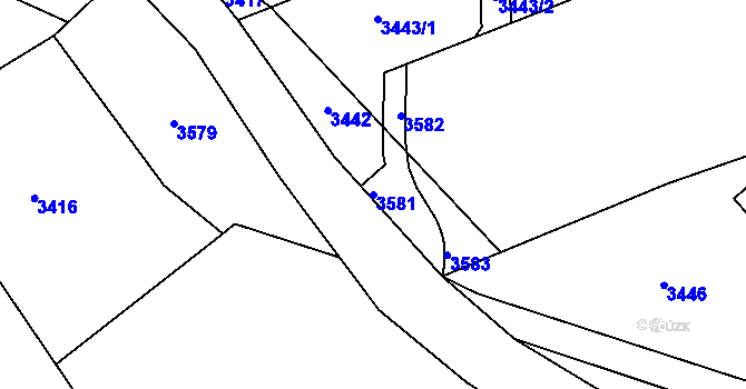 Parcela st. 3581 v KÚ Hamry na Šumavě, Katastrální mapa