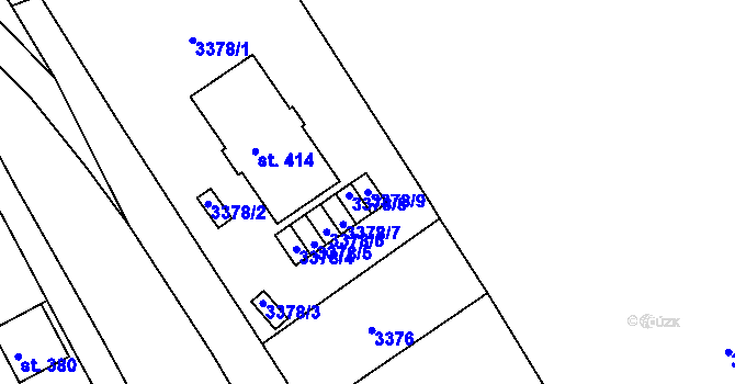 Parcela st. 3378/9 v KÚ Hamry na Šumavě, Katastrální mapa