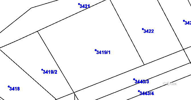 Parcela st. 3419/1 v KÚ Hamry na Šumavě, Katastrální mapa