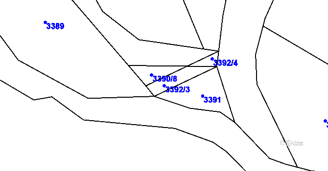 Parcela st. 3392/3 v KÚ Hamry na Šumavě, Katastrální mapa