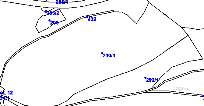 Parcela st. 210/1 v KÚ Zadní Chalupy, Katastrální mapa