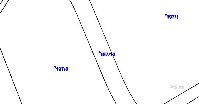 Parcela st. 197/10 v KÚ Mstětice, Katastrální mapa