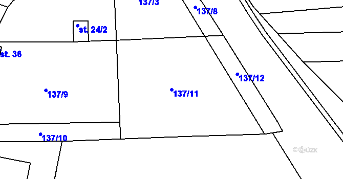Parcela st. 137/11 v KÚ Svémyslice, Katastrální mapa