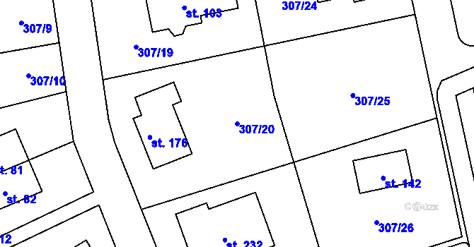 Parcela st. 307/20 v KÚ Svémyslice, Katastrální mapa