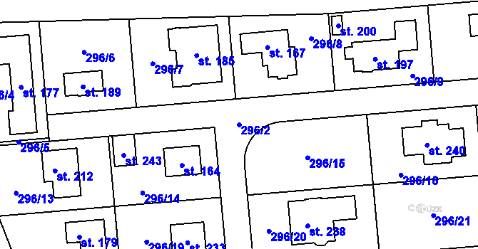 Parcela st. 296/2 v KÚ Svémyslice, Katastrální mapa